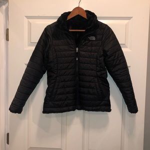 Girls North Face Fuzzy Reversible Puffer Coat